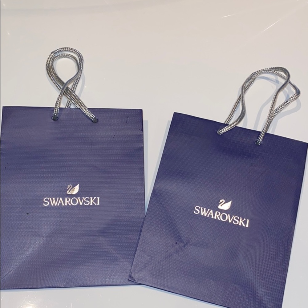 2 authentic Swarovski gift paper bags string strap